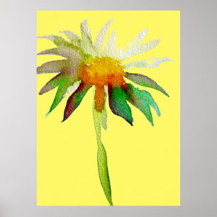 Affiches Daisy Jaune moderne fleurs aquarelle art