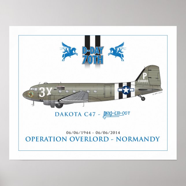AFFICHES DAKOTA C47 SKYTRAIN - DRAG'EM OOT (Devant)