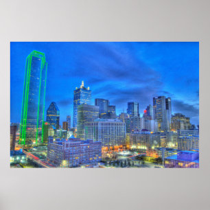 Affiches Dallas du centre la nuit