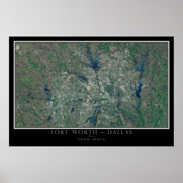 Affiches Dallas Fort Worth Texas De L'Espace Carte Satellit (Devant)