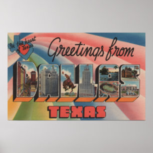 Affiches Dallas, lettre ScenesDallas, TX de TexasLarge