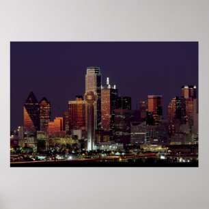 Affiches Dallas Skyline la nuit