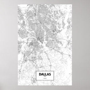 Affiches Dallas, Texas (noir sur blanc)