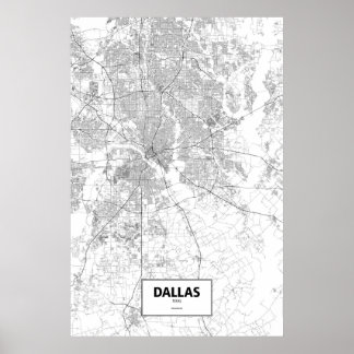 Affiches Dallas, Texas (noir sur blanc)