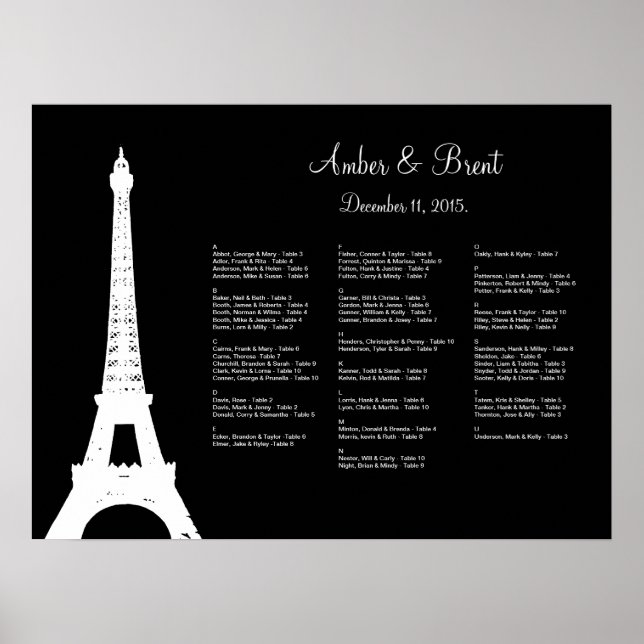 Affiches Damask Paris Seating Chart (Devant)