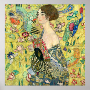 Affiches Dame avec ventilateur - Gustav Klimt