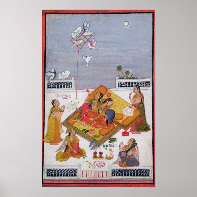 Affiches Dames observant les pigeons, 1770 (Devant)