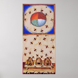 AFFICHES DANCE OF THE HONEY BEES WITH FOUR ELEMENTS