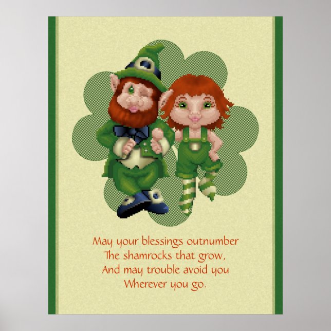 Affiches Dancing Leprecauns Pixel Art St. Patrick's Day (Devant)