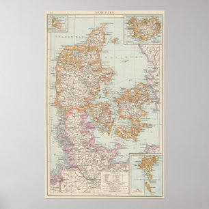 Affiches Danemark - Carte - Danemark
