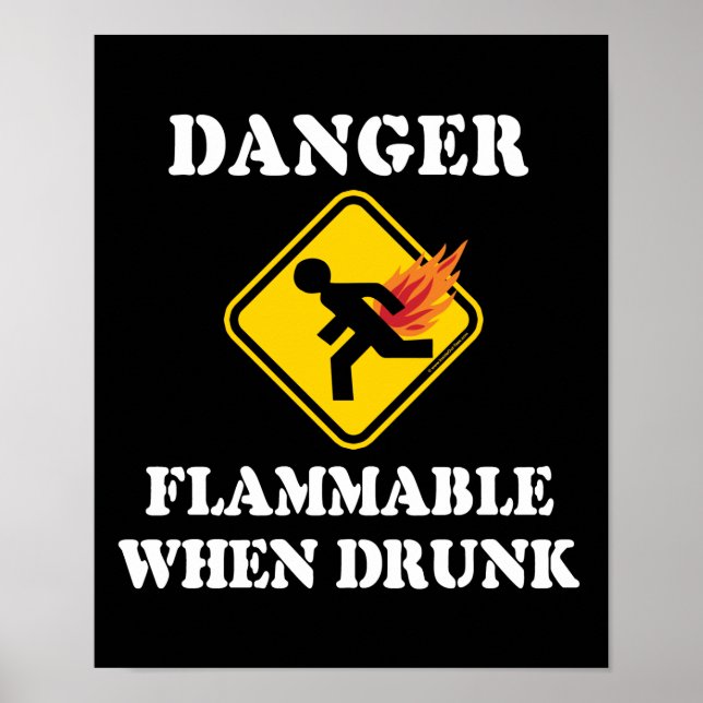 Affiches Danger Inflammable Quand on est Ivre - Humour de P (Devant)