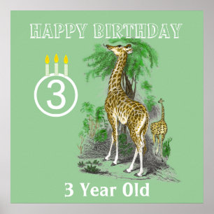 Affiches d'anniversaire Safari de girafe ultra mig