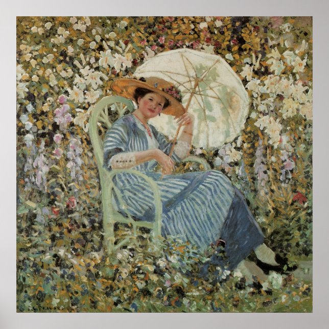 Affiches Dans le jardin, Giverny par Frederick Frieseke (Devant)