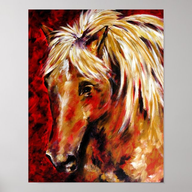 Affiches Dans Le Vent D'Août (Palomino Horse) Beaux Art Imp (Devant)