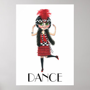 Affiches Danse 1920s Costume Big Eye Flapper Girl