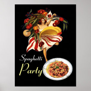 AFFICHES DANSE DE FÊTE SPAGHETTI, CUISINE ITALIENNE ET TOMA