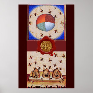 Affiches DANSE DES HONEY BEES, 4 ÉLÉMENTS, Sceau de cire ro