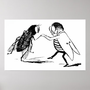 Affiches Danse des insectes vintages; Volée de bleuet