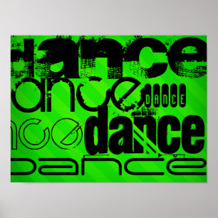 Affiches Danse ; Grandes Têtes Vert Néon