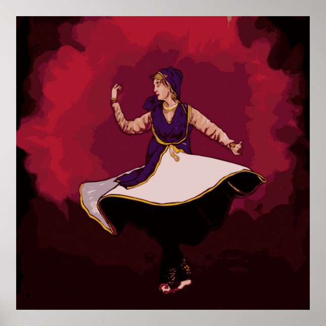 Affiches Danseur Kathak - une performance solo en vecteur (Devant)