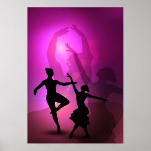 Affiches Danseurs de ballet design artistique rose