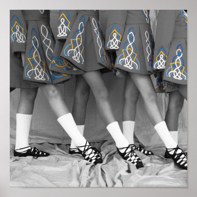 Affiches Danseurs irlandais Broderie en noir et blanc (Devant)