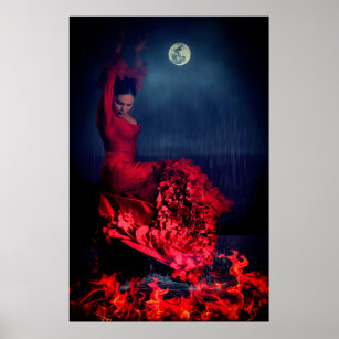 Affiches Danseuse de flamenco au feu