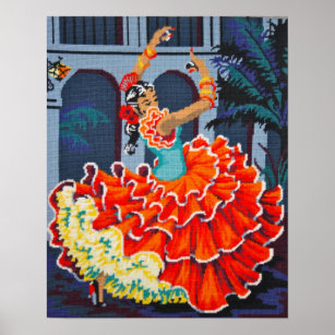 Affiches Danseuse flamenco en couleur Poster/Imprimer