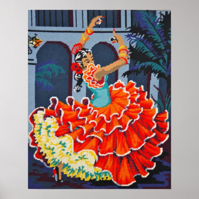 Affiches Danseuse flamenco en couleur Poster/Imprimer (Devant)