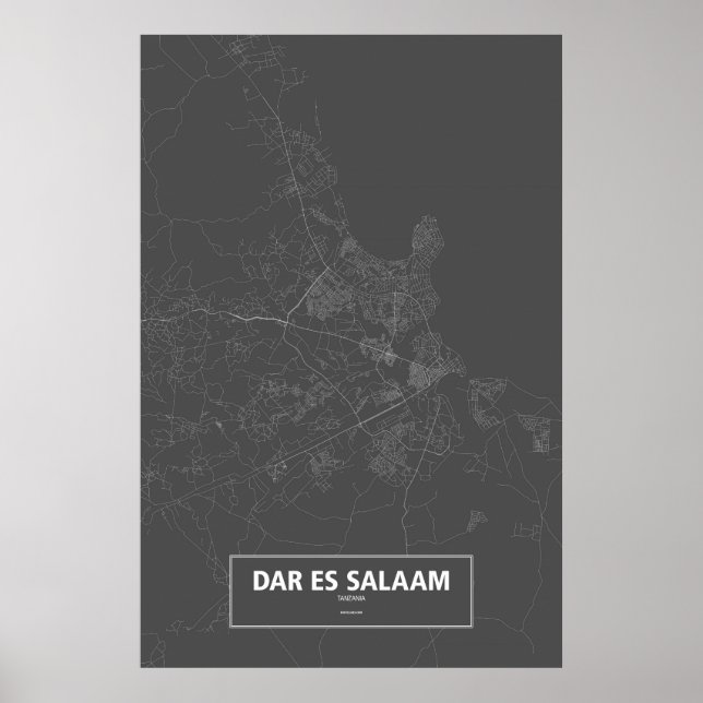 Affiches Dar es Salaam, Tanzanie (blanc sur noir) (Devant)