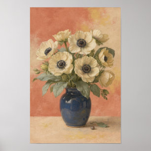 Affiches d'art floral Anémones Crème dans un vase
