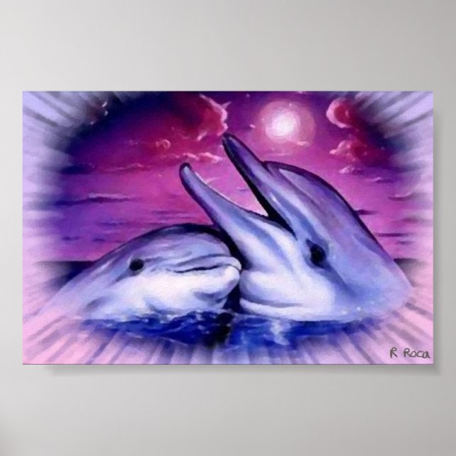 Affiches Dauphins à l´huile (Devant)