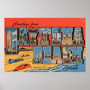 Affiches Daytona Beach, Floride - Grandes Lettres Scènes
