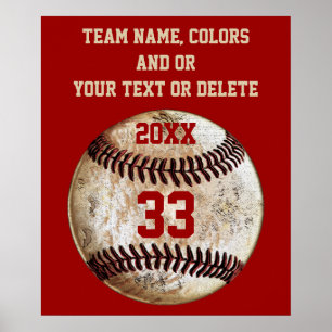 Affiches de baseball personnalisées, texte, coule