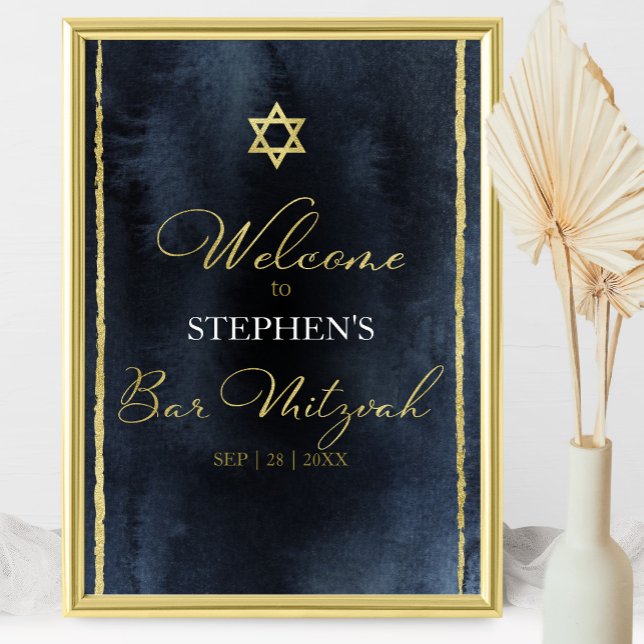 Affiches de bienvenue Bar Mitzvah | Aquarelle Abst (Créateur téléchargé)
