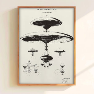 Affiches de brevet d'OVNI Art mural d'engin spatia