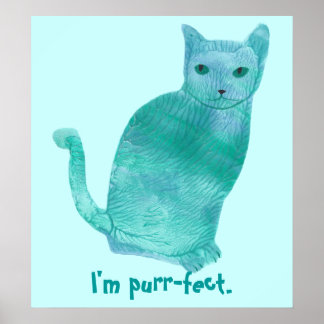 Affiches de chat abstraites bleu-vert parfaites