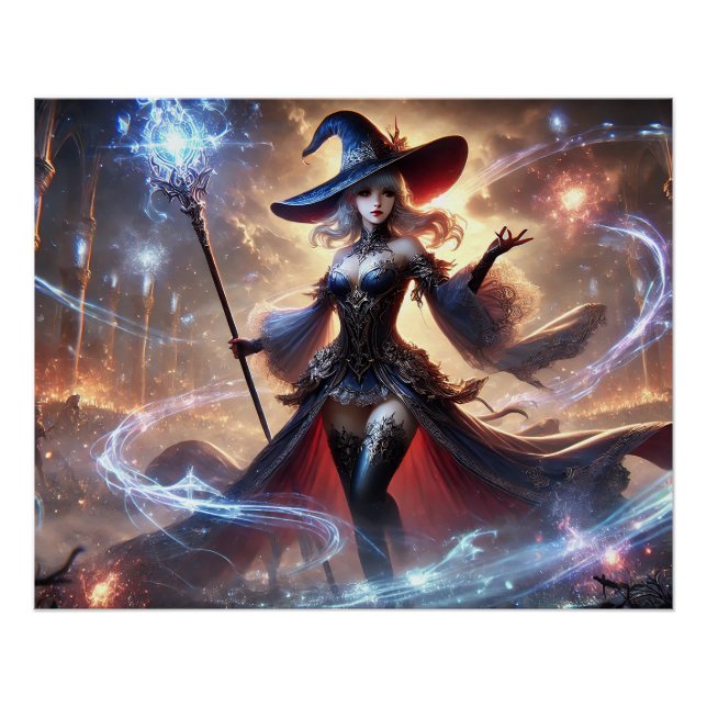 Affiches de Combat de Magiciennes Épiques Puissanc (Devant)