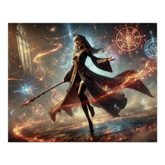 Affiches de Combat de Magiciennes Épiques Puissanc (Devant)
