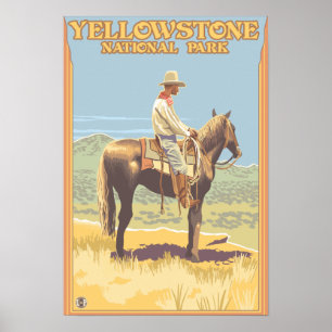 Affiches De cowboy ressortissant de Yellowstone à cheval -