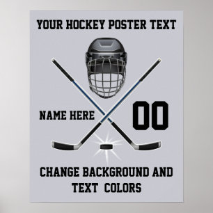 Affiches de hockey personnalisées, votre texte et