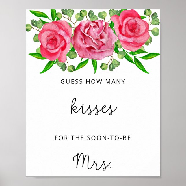 affiches de jeu de baby shower combien de baisers  (Devant)