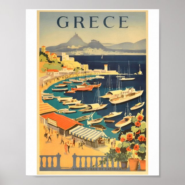 Affiches de les années 70 de voyage en Grèce vinta (Devant)