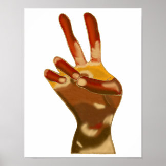 Affiches de main de signe de paix de tons de chair