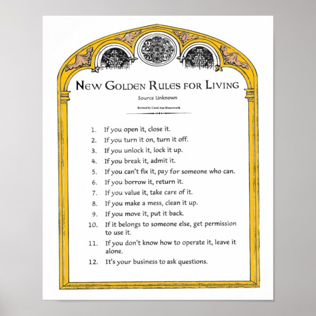 Affiches De nouvelles règles d'or pour vivre (Devant)