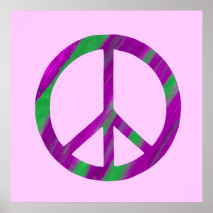 Affiches de pancarte de paix violet et vert mélang
