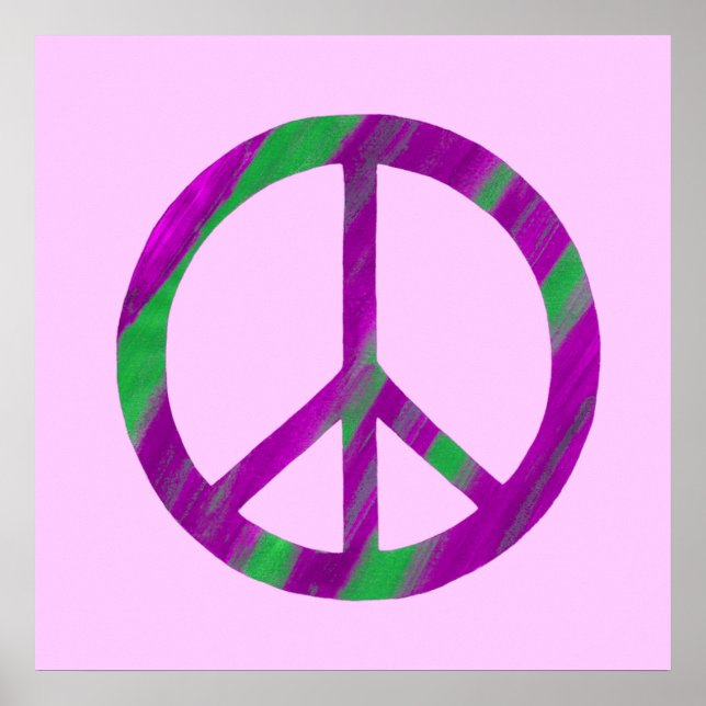 Affiches de pancarte de paix violet et vert mélang (Devant)