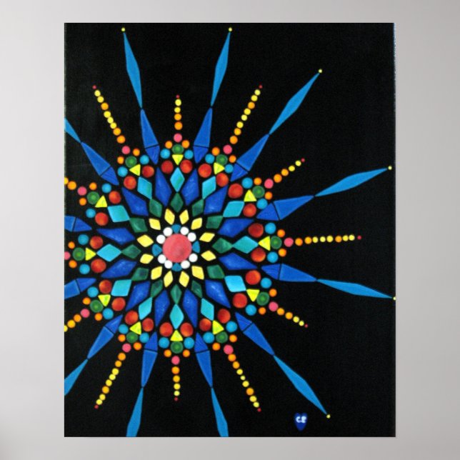 Affiches de peinture mosaïque de pierres précieuse (Devant)