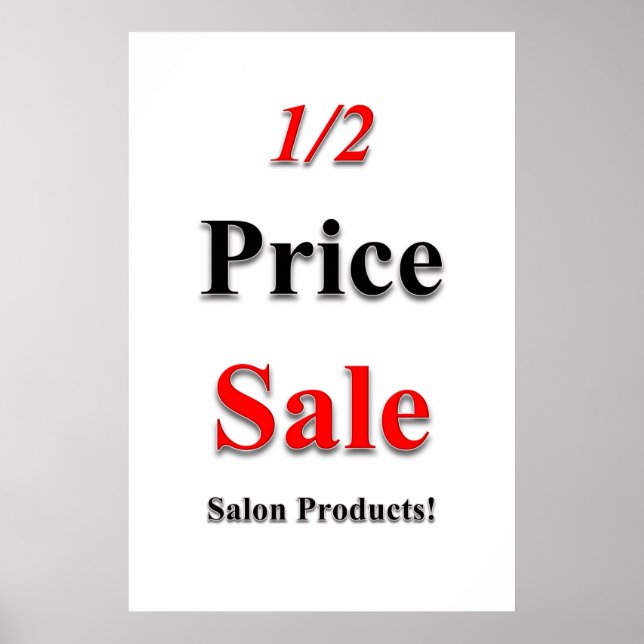 Affiches de salon de coiffure en solde à moitié pr (Devant)