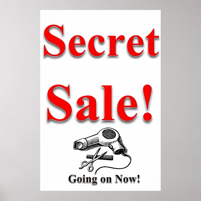 Affiches de salon de coiffure Secret Sale Blanc No (Devant)